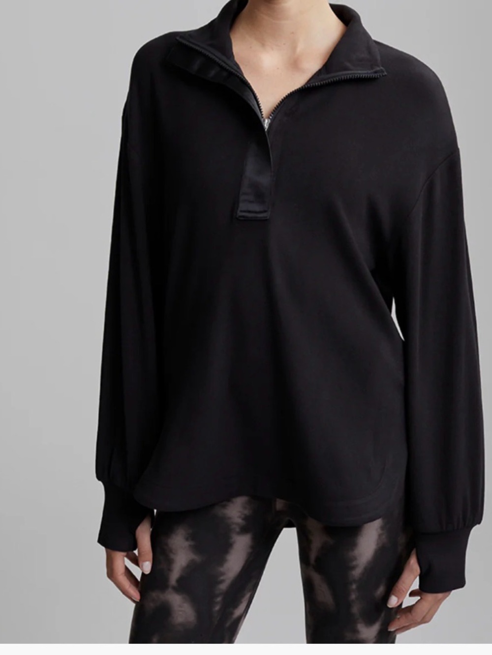 Women’s XS Oversized Super Soft Varley Roeder half-zip midlayer sweatshirt blk